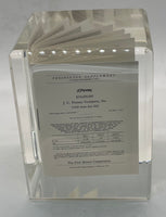 Vintage Lucite Cube Paperweight with Suspended JC Penney's Corp. Paperwork - Dallas Drinking Society