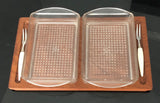 Vintage Danish Luthje Wood Condiment Board with Trays and Relish Forks - Dallas Drinking Society