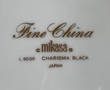Set of 3 Vintage Gold Rim Mikasa Charisma Pattern Black 8.5" Soup Bowls - Dallas Drinking Society