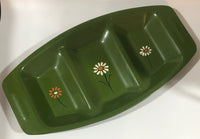 Vintage Olive Green Lacquer Ware Daisy Condiment Tray - Dallas Drinking Society