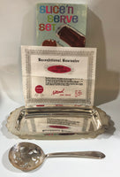 Vintage International Silver Company WM Rogers Silver Plate Slice 'N Serve Set Serving Dish and Spoon in Box - Dallas Drinking Society