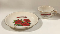 Vintage Miniature Hand-Painted Hawaii "The 50th State" Souvenir 21K Gold Trim Tea Cup and Saucer Set - Dallas Drinking Society