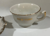 Vintage Miniature New York Souvenir Gold Rim Tea Cup and Saucer Set - Dallas Drinking Society