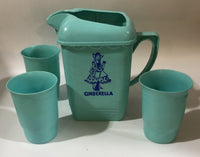 Vintage Blue Plastic Regaline Cinderella Kids Pitcher and (3) Cup Set - Dallas Drinking Society