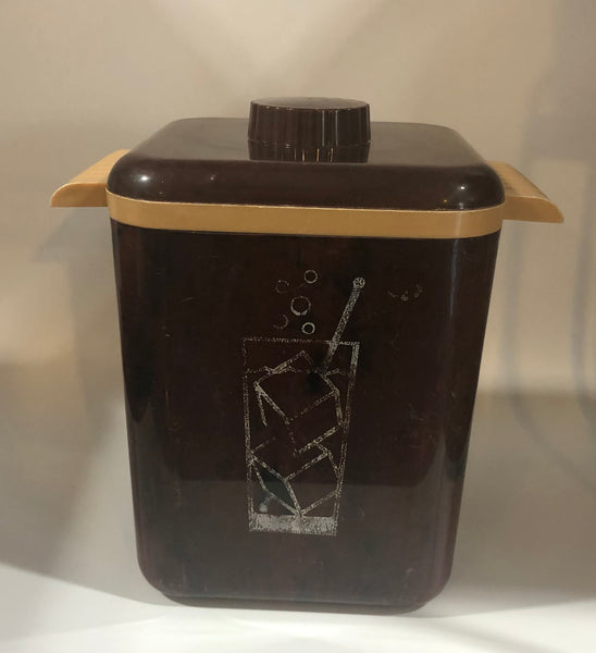 Vintage Lustro Ware Brown and Tan Plastic Ice Bucket - Dallas Drinking Society