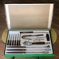 Vintage Wood & Stainless Steel 12-Piece Party Bar Cocktail Tool Set - Dallas Drinking Society
