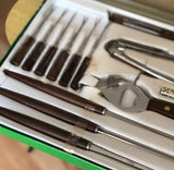 Vintage Wood & Stainless Steel 12-Piece Party Bar Cocktail Tool Set - Dallas Drinking Society