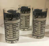 Set of 3 Vintage Black & Blue Bartender Check Tumbler Glass - 5.75" Tall - Dallas Drinking Society