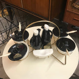 Vintage Kenwood Black & White Condiment Set with Rotating Caddy - Dallas Drinking Society