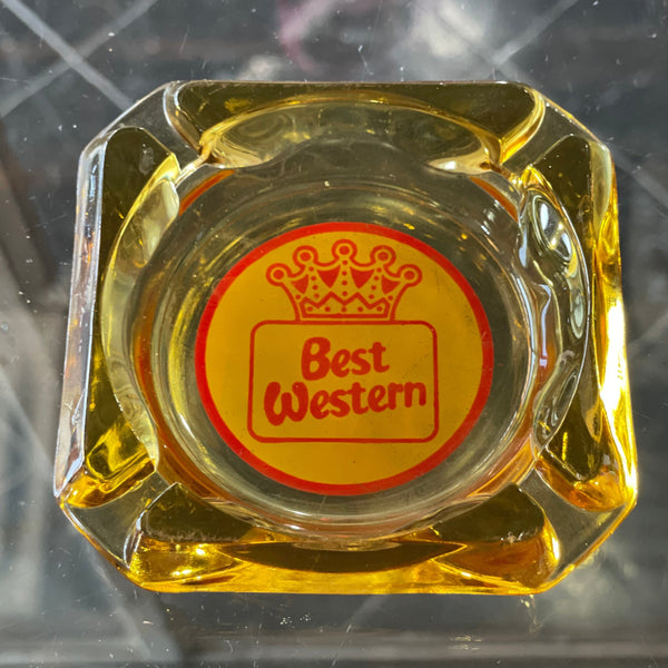 Vintage Best Western Motel Amber Glass Ashtray