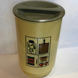 Set of 3 Vintage Olive Green Canisters with Kitchen Graphics - Dallas Drinking Society