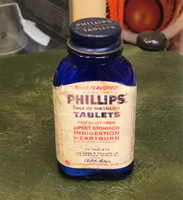 Vintage Blue Glass Phillips Milk Of Magnesia Bottle - Dallas Drinking Society