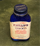 Vintage Blue Glass Phillips Milk Of Magnesia Bottle - Dallas Drinking Society
